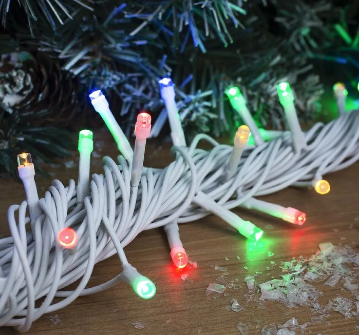 Гирлянда "Нить" уличная, УМС, провод белый, 10 м, 100 LED, 220 В, 3 Вт, стыкуется, разноцветная — фото 5