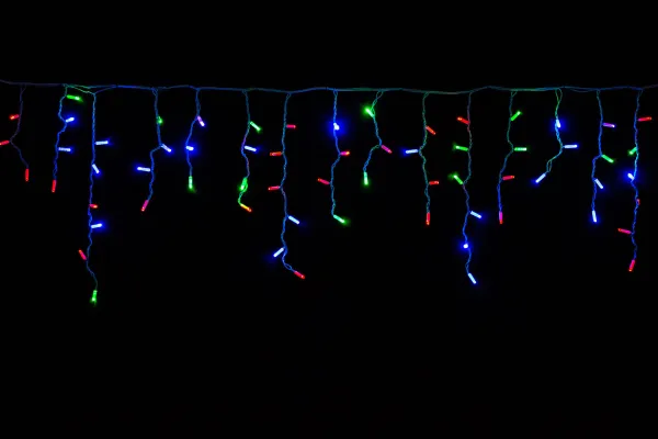 Гирлянда "Бахрома" 3x0.7 м, 72 LED, провод белый каучук, IP65, разноцветная