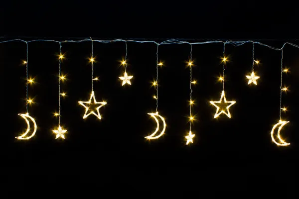 Гирлянда-бахрома "Звезды с луной" 138 LED, 2,5х0,95х0,55 м