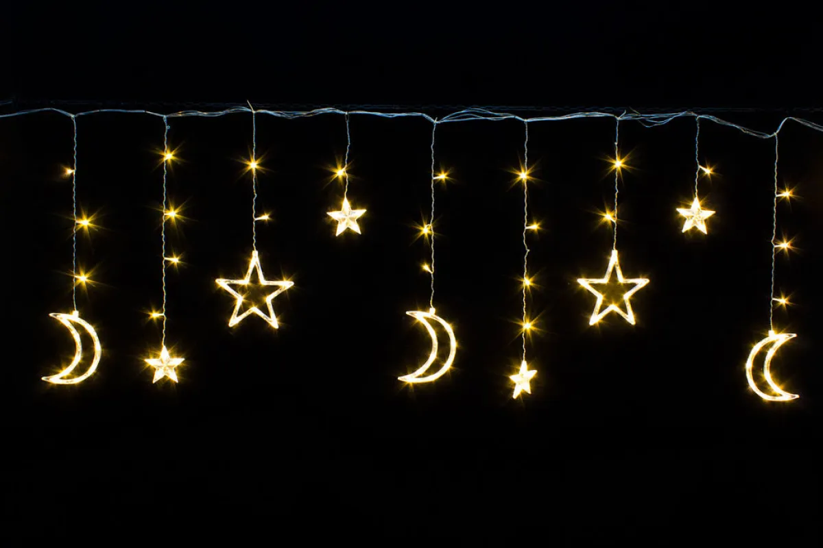 Гирлянда-бахрома "Звезды с луной" 138 LED, 2,5х0,95х0,55 м