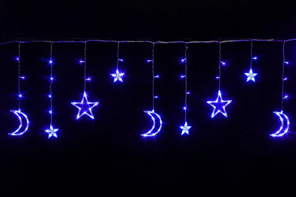 Гирлянда-бахрома "Звезды с луной" 138 LED, 2,5х0,95х0,55 м — фото 3