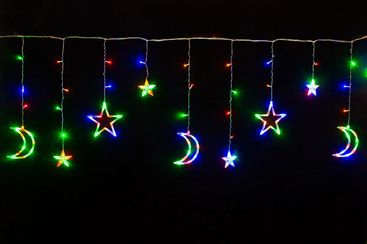 Гирлянда-бахрома "Звезды с луной" 138 LED, 2,5х0,95х0,55 м — фото 4