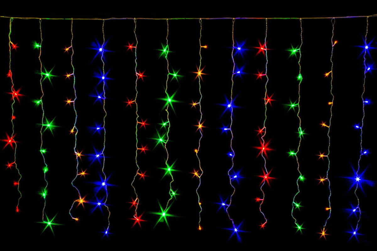 Гирлянда "Занавес (дождь)" 100 LED, 1,5х1 м, контроллер, разноцветная — фото 6