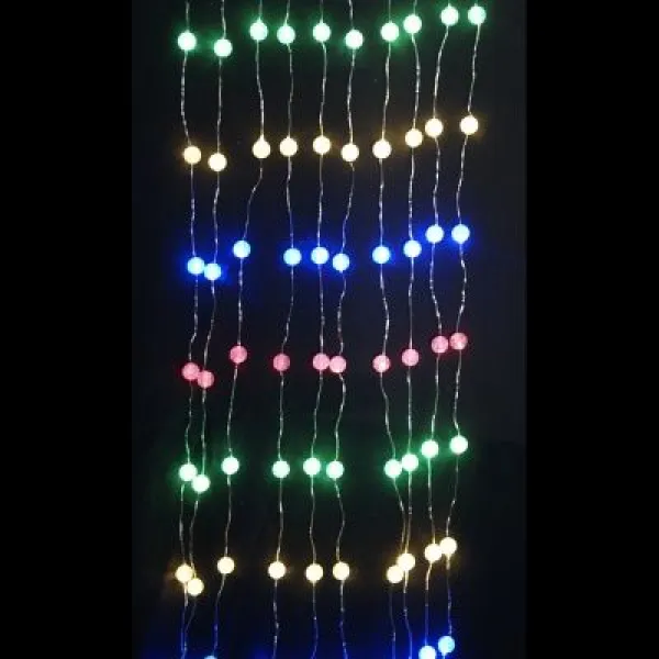 Гирлянда "Занавес (дождь)" роса в шариках 200 LED, 2х2 м, разноцветная