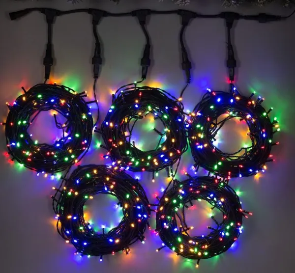 Гирлянда "Клип-лайт" 5 нитей по 20 м , IP44, тёмная нить, 665 LED, фиксинг, 24 В