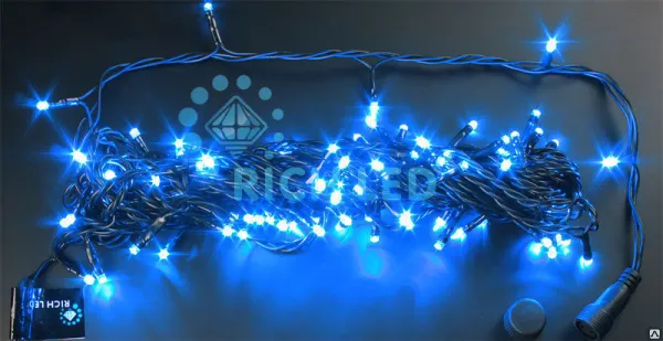 Светодиодная гирлянда "Нить" Rich LED черная 10 м 24В постоянного свечения синий