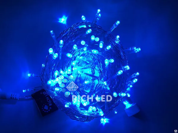 Светодиодная гирлянда Rich LED Нить 10 м, 24В, мерцающая, синий