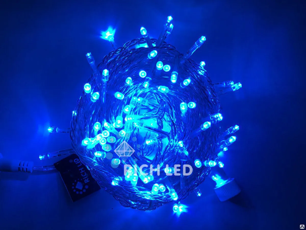 Светодиодная гирлянда Rich LED Нить 10 м, 24В, мерцающая, синий