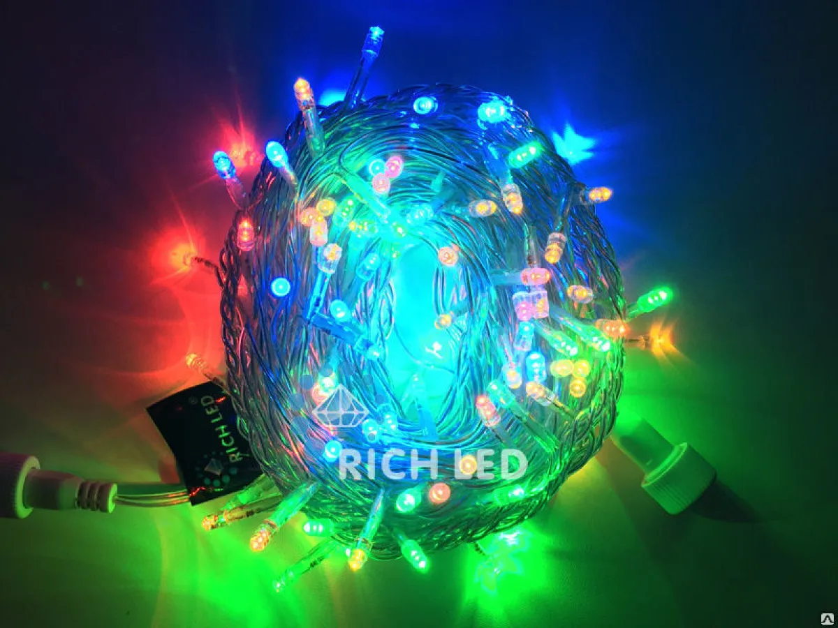 Светодиодная гирлянда Rich LED Нить 10 м, 24В, мерцающая, мульти