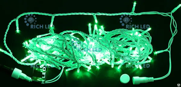 Светодиодная гирлянда Rich LED нить белая 24В постоянного свечения, зеленый