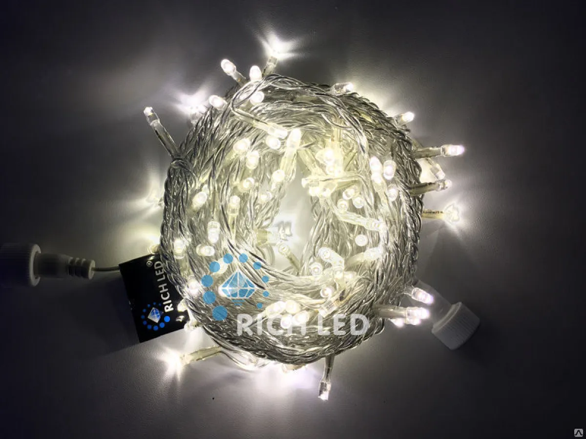 Светодиодная гирлянда Rich LED Нить 10 м, 24В, мерцающая, тепло-белый