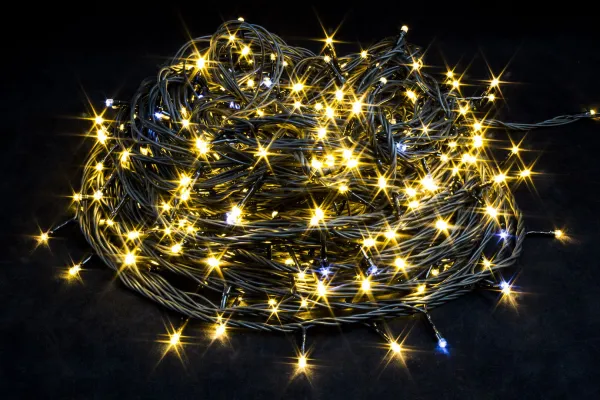 Гирлянда "Нить" 24 В 600 LED, 60 м, flash-w, провод черный, 2 мм, соединяется, IP54, теплый белый