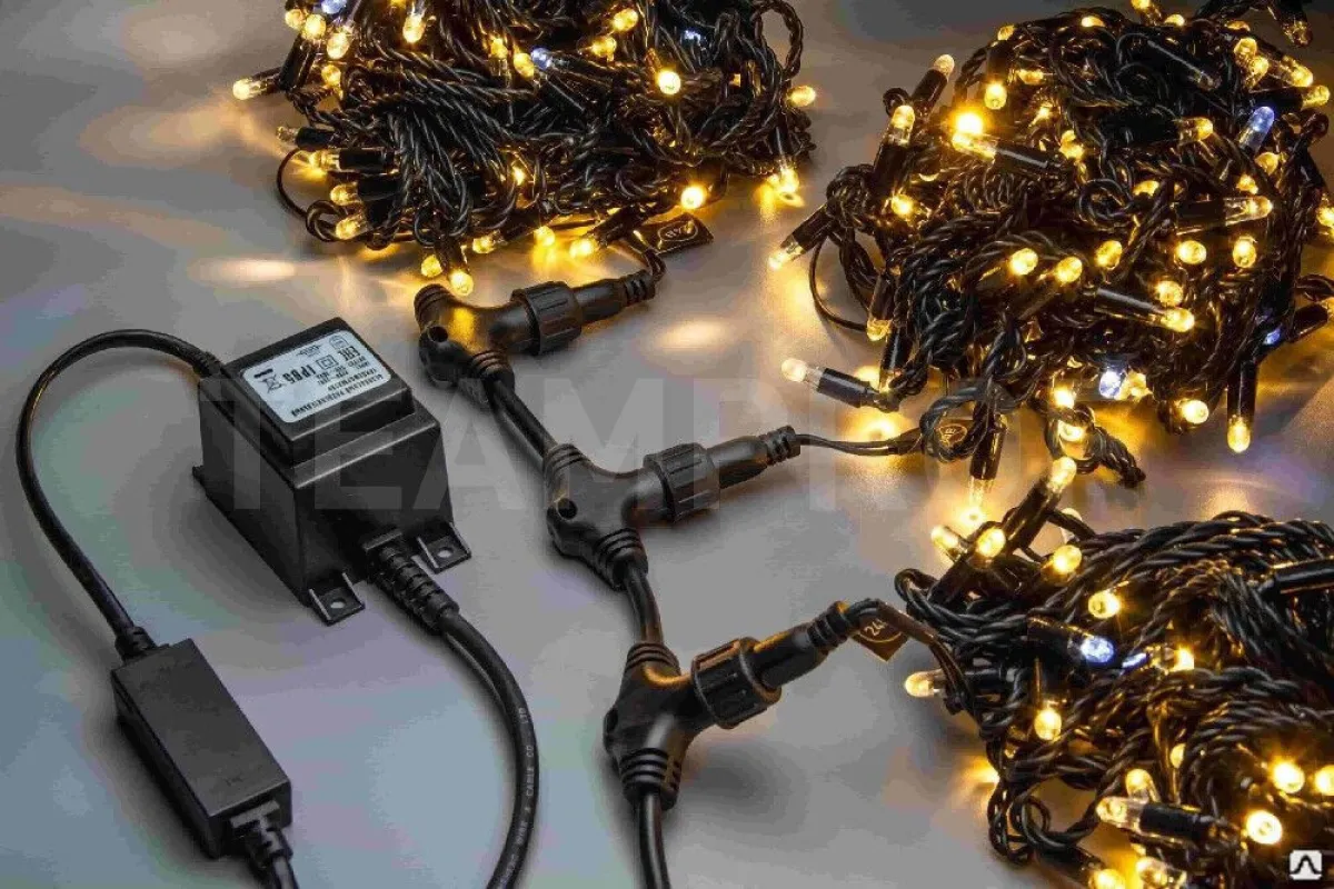 Гирлянда уличная, SPEC, провод черный. 3 нити по 20 м, 399 Led, 220V, стыкуется — фото 2